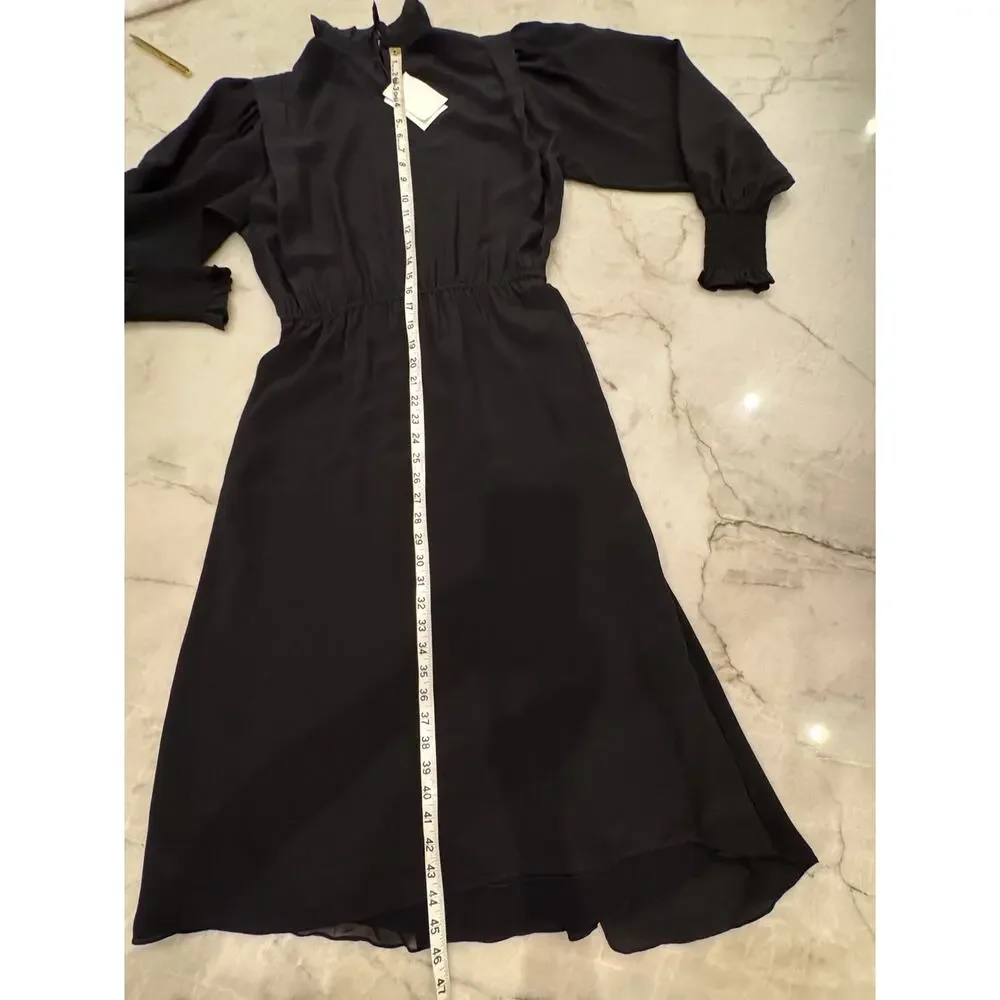 Isabel Marant Etoile Yescott Dress Sz 6 EU Sz 36 Black Silk Asymmetric Midi NWT - Picture 12 of 12